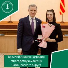 василий Анохин наградил многодетную маму из Сафоновского округа - фото - 1